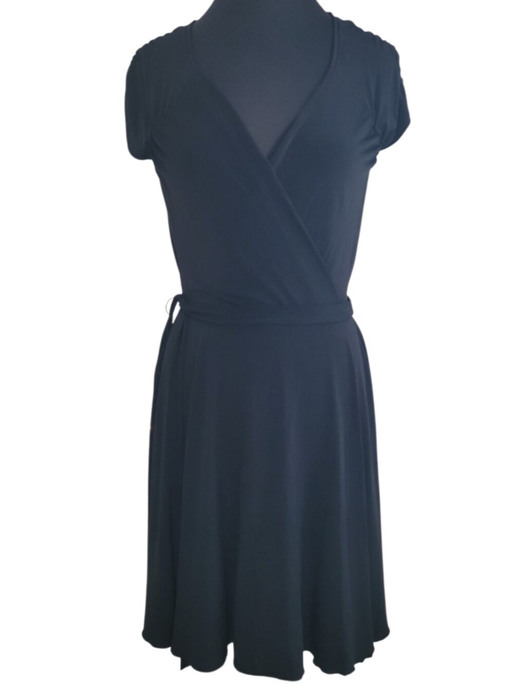 VTG XOXO Wrap Midi Dress Black Y2K Minimalist L